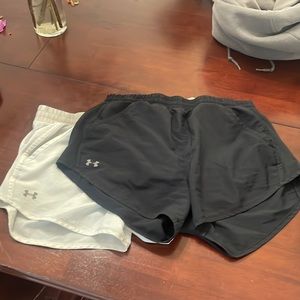 LOT of Two pair women’s small under armour armor shorts white and black